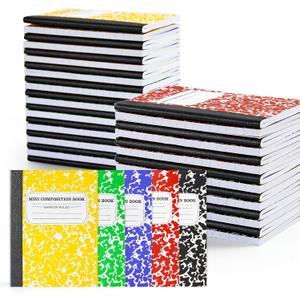 feela 40 Pack Mini Composition Notebook Bulk, Cute Pocket Composition Note Pad, Small Journal Notebooks for Students College School Supplies, 4.5" X 3.25", Narrow Ruled, 5 Marble Covers