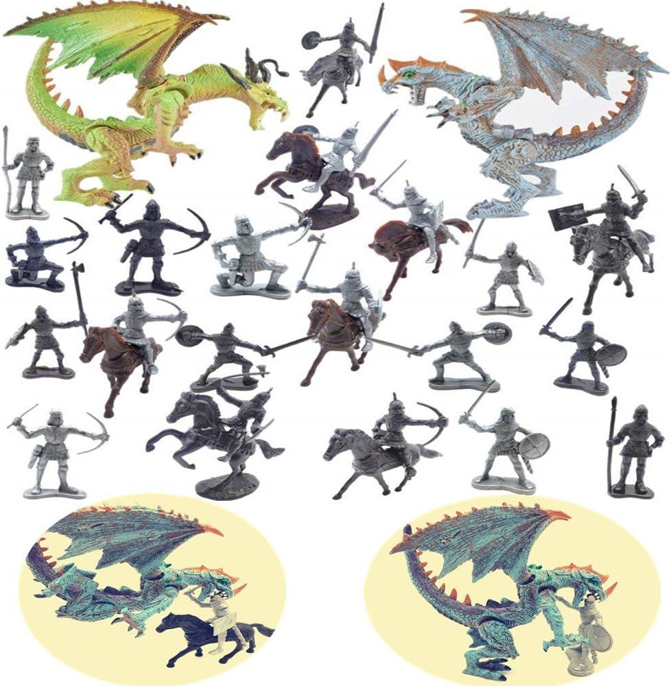 Guaishou Dragon Knight Action Figure Horse with Lance Fantasy World Ancient Soldiers Warriors Army Cavalry Party Favors Classic Soldier Toys