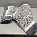 Pauwer Bathroom Rug Mat Set 3 Piece, Microfiber Shaggy Bath Set, Non-Slip Ultra Soft Carpet Mats, Absorbent with U-Shaped Toilet for Bathroom, Tub, Shower, Dark Grey (18"x26"+18"x48"+U Shape 20"x24")