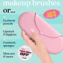 Embla Makeup Brush Holder Travel Cosmetic Case Pouch, Soft Silicone Cosmetic Bag Make Up Brushes Holder with Secure Snap Closure, Travel Makeup Brush Case, Flamingo