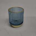DASITON Makeup Brush Holder Organizer,Crystal Cosmetic Makeup Brush Glass Brushes Storage Holder, Vintage Make Up Brush Cup Pen Pencil Holder striped vase(Blue S+L)