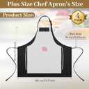 Plus Size Chef Aprons Extra Large Adjustable Unisex Kitchen Aprons with 2 Pockets for Women Men Cooking Working (Black)