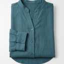 Women's Casual Linen Shirt, Comfortable Long-Sleeve, Size L