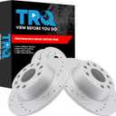 TRQ Rear Brake Rotor Set G Coated Slotted Drilled Solid Compatible with 2019-2024 Volkswagen Jetta 2022-2023 Taos