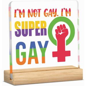 Pride Month Decorations LGBTQ Pride Gifts Rainbow Gifts for Gay Lesbian Bisexual Transgender Queer Pansexual LGBTQ Home Bedroom Kitchen Decor Celebration Acrylic Sign