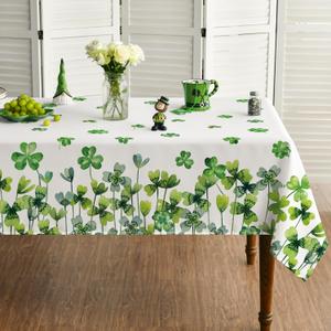 Horaldaily St. Patrick's Day Tablecloth 6060 Inch, Watercolor Lucky Shamrock Washable Table Cover for Party Picnic Dinner Decor (Green)