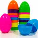 12 Pack 4.7" Large Easter Eggs, Fillable Plastic Easter Eggs in 6 Bright Colors, Separable Design for Mix & Match, Easter Egg Hunt Basket Stuffers