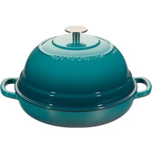 Enameled Cast Iron Dutch Oven Pot with Lid, Round Bread Oven for Homemade Sourdough Bread Baking, 6 Quart, Darkcyan