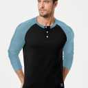 Dokotoo Men Men's Henley Shirt Fall Crewneck Color Block Slim Fit Long Sleeve T Shirts Button Up Tees (Black, M)