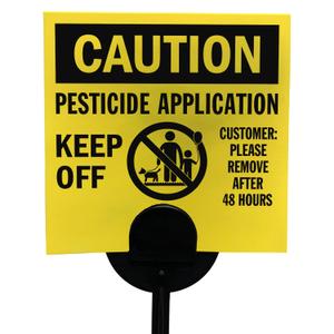 SmartSign (20-Pack) Caution Pesticide Application Keep Off Yard Sign with Stake, 16 mil HDPE Plastic, Black/Yellow, 4"x4" Lawn Sign + 16" Stake Kits, Made in USA