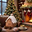 Christmas Plush Stuffed Gingerbread Pillows for Couch, Bed, Living Room - Chic Ginger House Decoration Pillows for Christmas Party, 12.5"