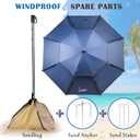 Sunphio Beach Umbrella 7.2 ft with Sand Anchor, Heavy Duty, High Wind Resistant, Portable and Large Windproof Beach Umbrellas with Sand Bags for Travel, Best Sun Protection UV