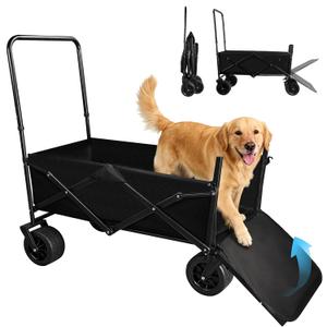 Dog Stroller for Large Dogs,Pet Stroller for Medium Dogs Up to 150lbs,Folding Dog Wagon Cart,Heavy Duty All-Terrain with Adjustable Handle,Storage Organizer,Waterproof Oxford Fiber,Black