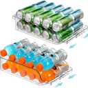 2 Packs Clear Width Adjustable Soda Can Organizer for Refrigerator Expandable Soda Can Dispenser for Beer Soda Seltzer Pop Can Soda Expand Organizer for Fridge Kitchen Pantry