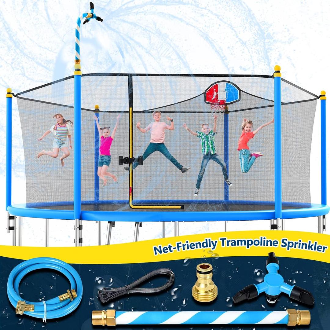 Vantic Trampoline Sprinkler, Net Friendly Water Sprinkler for Kids, 360 Rotating Sprinkler for Trampoline, 5 Minutes Quick Setup Trampoline Accessories (Blue)