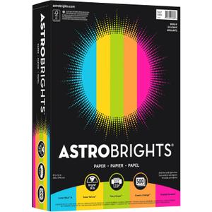 Neenah Astrobrights Bright Color Paper, Letter Size Paper, 24 lb, Assorted Colors, 500 Sheets