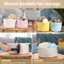 Happyiren Cute Woven Storage Basket with Handle, Baskets for Gifts Empty, Gift Baskets for Mothers Day Birthday Baby Shower Raffle Burr Fundraiser Teacher, Decorative Organizer Box for Home Refresh