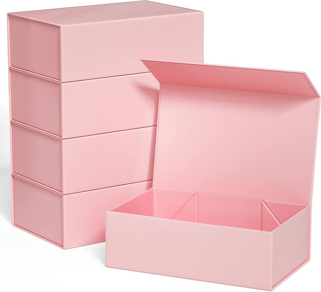 Gift Boxe 10" x 6" x 3" with Magnetic Closure Lid Gift Boxes for Presents,Bridesmaid Gifts Box,Cute Box,Birthday Gift box,Luxury for Gift Packaging, Magnetic Gift Box for Wrapping Gifts (Pink/5PCS)