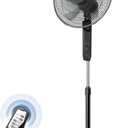 Simple Deluxe 16" Pedestal Fan for Bedroom, 75 Oscillating Standing Floor Fan with 3 Speeds, Powerful 20ft/s Airflow, Adjustable Height & Tilt, Remote Control, for Home & Office (16 Inch New)