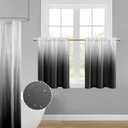 XTMYI 36 Inch Curtains Length for Over Sink Kitchen Window, 2 Panels Set Waterproof 80% Blackout Ombre Rod Pocket Cafe Tier Curtain, Grey and White