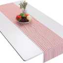 Mookaitedecor Red Striped Table Runner Cotton Linen Runners for Table Wedding Party Dinner & Everyday Use, 13 x 70 Inch