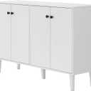 Panana Sideboard Buffet Cabinet Kitchen Storage Cabinet Living Room 4 Doors Console Table (White)