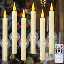 cosylive Christmas Window Candles with Remote Timer, Flameless Taper Candles with Suction Cups and Magnetic Base Battery Operated Flickering Candle for Christmas Halloween Decoration (6 Pack)