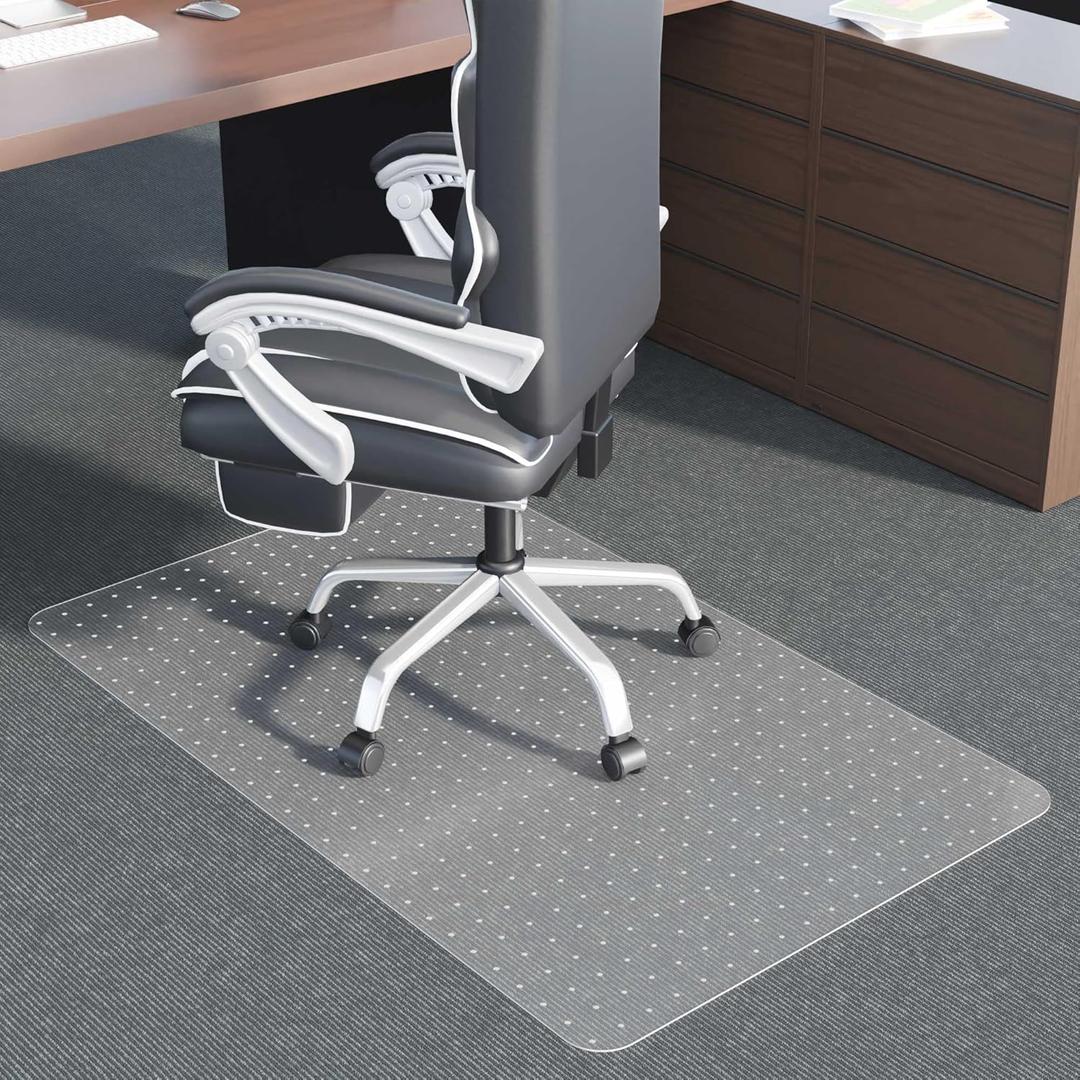 Office Chair Mat for Carpet, 30" x 48" Clear Desk Chair Mat for Low Pile Carpeted Floors- Easy Glide Plastic Floor Mat for Office Chair on Carpet (48" x 30")