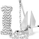 Boat Anchor Kit Fluke Anchor with Chain and Anchor Rope Set for Boats Pontoon, Deck, Fishing, and Sail, 20-32FT Boats, 13LB