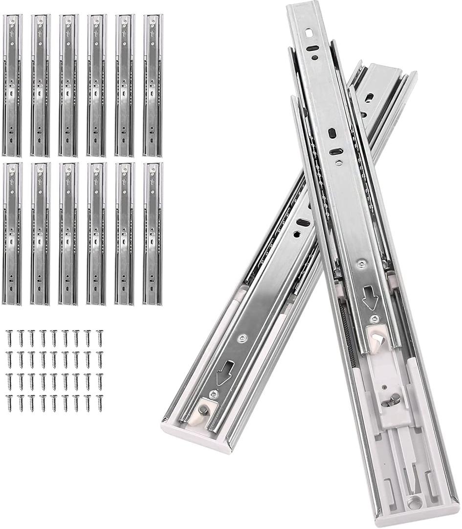 Soft Close Drawer Slides,Drawer Slides 24 inch,6 Pairs Cabinet Drawer Slides,Full Extension Ball Bearing Drawer Slides Hardware 3-Section, Less Noise,100 LB Capacity