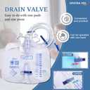 5 Pack 2000ml Urine Drainage Bag with 48" Tube, Leak Proof Anti Reflux with Cross-Shaped Drainage Valve and Dual Hook for Easy Hanging