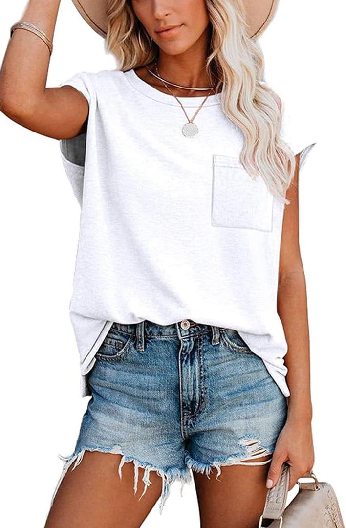 NEYOUQE Womens Summer Fall Basic Plain Tees Shirt Long/Short Sleeve T Shirts Casual Comfy Tops Trendy T-Shirts(S-XXL) (White, S)