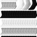 120 Pairs Solid Color Sock Bulk Cotton Crew Sock for Men Women Athletic Casual for Homeless Adult (One Size, Black, White, Gray)