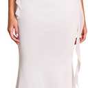 KUTUMAI Elegant Long Formal Wedding Guest Dresses for Women Ruffle Bodycon Cocktail Party Maxi Dress White L