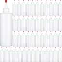 Jinei Pack of 60, 8 oz Plastic Squeeze Bottles Clear Condiment Squeeze Bottles with Red Tip Cap Kitchen Empty Squirt Container Leak Proof for Arts Crafts
