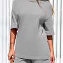 PRETTYGARDEN Women's 2 Piece Lounge Sets 2025 Summer Short Sleeve Tunic Tops Drawstring Shorts Matching Outfits Tracksuits (Grey, Small)