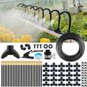 Kalolary 100Ft Misting Cooling System with 360Adjustable Nozzles,Misters for Outside Patio with 100FT Misting Line& 25pcs Brass Mist Nozzles Outdoor Mister for Garden Greenhouse Plant Drip Irrigation