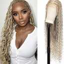 Olymei 360° HD Full Lace Braided Wigs for Women Knotless Boho Braided Wigs Twisted Braids Lace Wig with Baby Hair Premium Synthetic Braided Lace Front Wigs 36" Light Brown Ombre Blonde