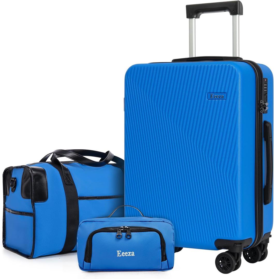 Luggage Sets 3 Piece, Carry on Luggage 20in Suitcase Set, Blue