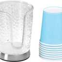mDesign Plastic/Steel Compact Small Disposable Paper Cup Dispenser Storage Holder for Rinsing Cups on Bathroom Vanity Countertops - Rain Collection - Clear/Brushed