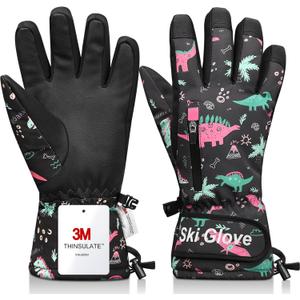 Snow Gloves,Ski Gloves Winter Warm and Waterproof Cold Weather Gloves-for Parent Boys Girls (M(Fit Kids11-15 Years and Women size), Mix 12)