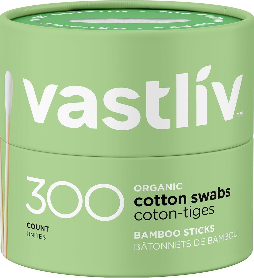 Organic Bamboo Cotton Swabs 300 Count | Eco-Friendly Sticks | Biodegradable, Plastic-Free, Multi-Purpose Buds for Makeup, Baby Care, Cleaning & Crafts