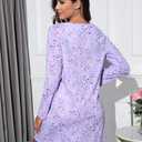 PNAEONG Women's Cotton Sleepwear Long Sleeves Nightgown Print Tee Sleep Dress (XXXL)