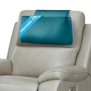Recliner Headrest Pillow, Adjustable Comfort Neck & Head Support Pillow, Soft Velvet Non-Slip Headrest for Pain Relief & Relaxation, Ideal for Recliner, Couch, Chair, Sofa (Blue)