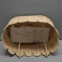 Premium Wicker Baby Diaper Caddy Organizer,Woven Scalloped Rattan Basket with Handle,Wicker Baby Carriage for Nursery (Scalloped Rattan Baby Diaper Caddy Organizer)