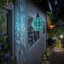 Hapjoy Hanging Solar Lights Outdoor Garden Decor Solar Lantern Waterproof Plastic Moroccan Outdoor Decorations for Patio Pathway Yard Backyard Garden Decorative (1, Black)