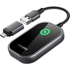 Wireless CarPlay Adapter, Converts Wired to Wireless CarPlay Dongle for Apple iPhone, Plug & Play Auto Connect Zero Latency fits for Cars from 2015 & iOS 10+ Dark Black