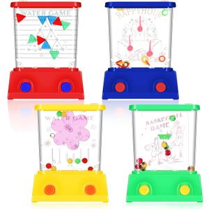 Gejoy 4 Pieces Water Games Handheld for Kid Waterful Ring Toss Handheld Game Water Toys Mini Retro Pastime Car Toys Fidget Autism for Children's Day Boys Girls Birthday Goodie Bags(Modern Style)