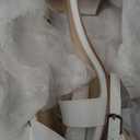 PARTY Women's Open Toe Ankle Strap Low Block Chunky Heels Sandals, White Pu B, 11