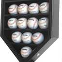Baseball Display Case | Baseball Holders for Balls | Display Baseballs | 12 Ball Display Box | 96% Clear Antifade UV Protection | with Gold Locks for Homerun Autograph Ball | Small (Black Finish)